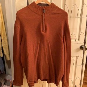 Wool orange quarter zip sweater